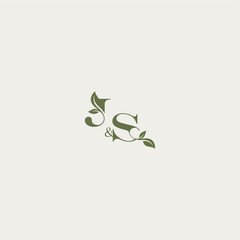 organic leaf logo bold initial concept letter luxury wedding monogram design JS