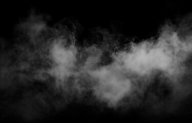 Ethereal cloud of mist against a stark black backdrop evokes a sense of mystery and serene...
