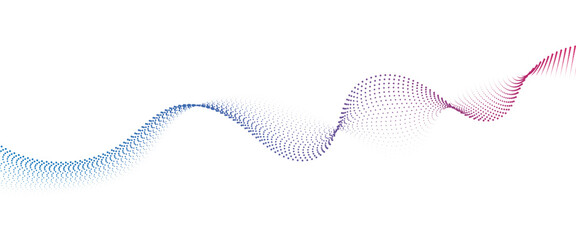 Flowing Dot Wave halftone gradient pattern on transparent background