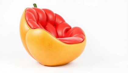Unique and Modern Tomato-Shaped Chair with Bright Red and Yellow Colors