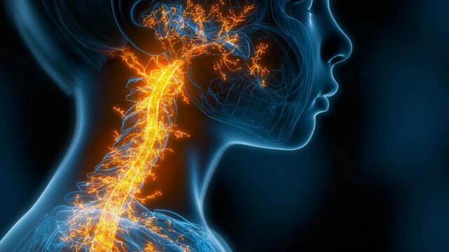A medical illustration of a youngster having a food allergy reaction that shows airway and throat inflammation and constriction