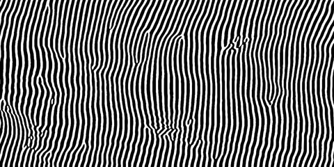 Abstract black and white striped waves with psychedelic motion effect for artistic design