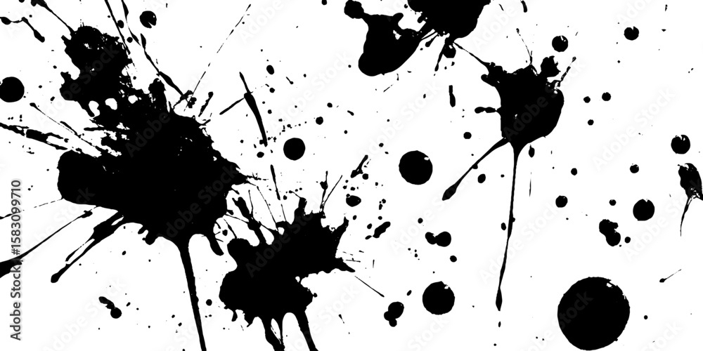 Poster chaotic ink splatter pattern with dynamic splashed paint effect