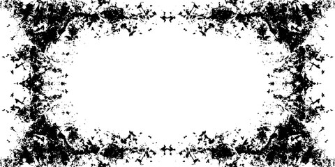 Fototapeta premium Black and white grunge splatter border frame for creative design projects
