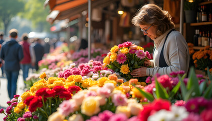 woman with flowers
