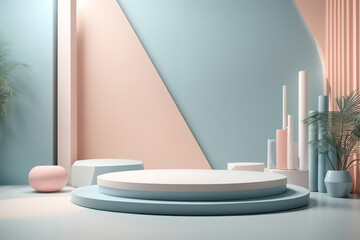 Excellent background products display podium scene with geometric platform backdrop background