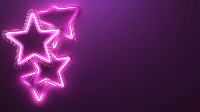 Neon pink stars on a purple background - Powered by Adobe