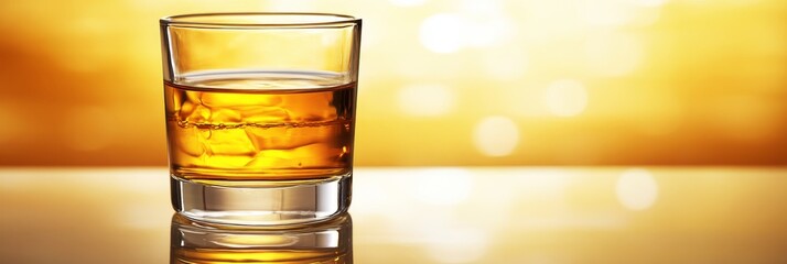 Amber Refraction of Whiskey in Glass, Capturing Rich Texture and Golden Liquids in a Bar Still Life