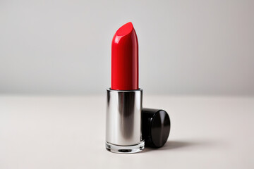 Attractive Line of metallic lipsticks on white background