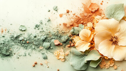Volcanic-like clouds of colored powder.
Textured and layered abstract art.
