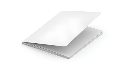 Blank white passport cover mockup opened slightly, 3D angle