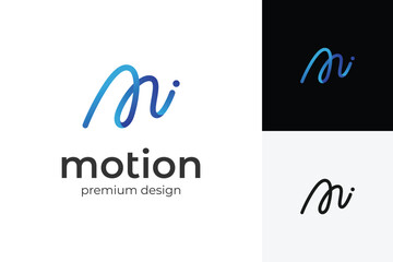Abstract letter m media digital logo icon design. motion graphic vector logo template. M logo in a smooth blue gradient style