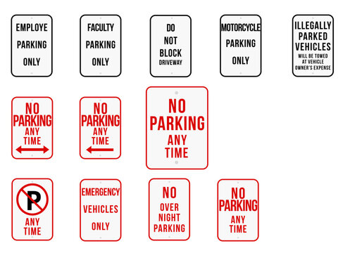Set Collections parking  warning sign template design vector illustration 12 x 18 inch