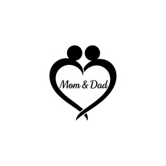 Vector art of mom and dad heart isolated on white background in vector format