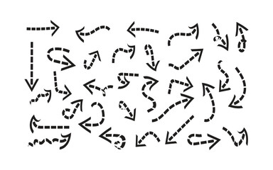 Dotted Curved Arrow Icon Set