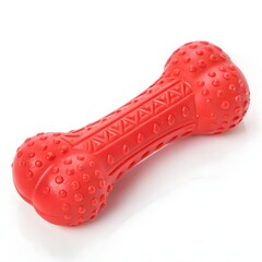 Colorful Rubber Bone Chew Toy for Dogs Isolated on White Background

