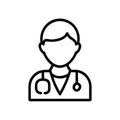 Fototapeta premium Outline icon of doctor with stethoscope