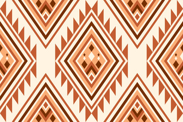 Repeating geometric pattern showcasing large diamond shapes and prominent triangular elements Warm brown and orange