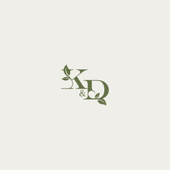 organic leaf logo bold initial concept letter luxury wedding monogram design KD