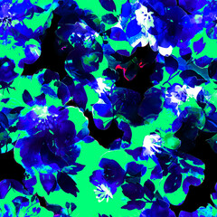 Abstract Seamless Pattern Design, Repeatable Textile Fabric Print, Multicolor Allover Floral Design