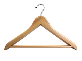 Photo of a wooden clothes hanger isolated on a transparent background