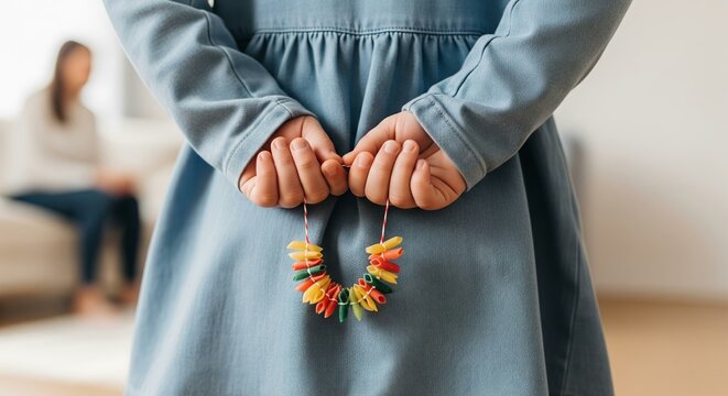 A sweet and funny photo of a young daughter playfully painting her mother's fingernails with bright, colorful polish.