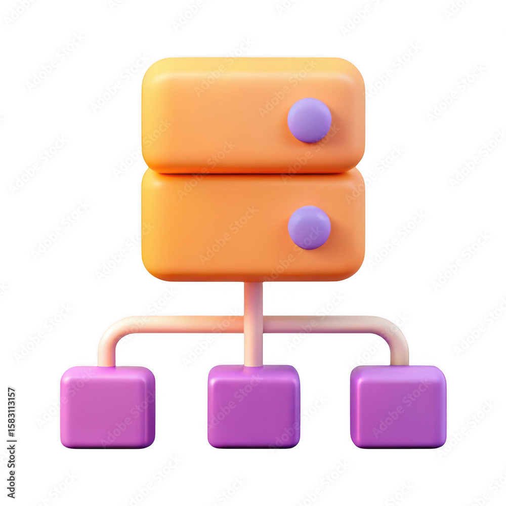 Wall mural 3d network server diagram isolated on transparent background