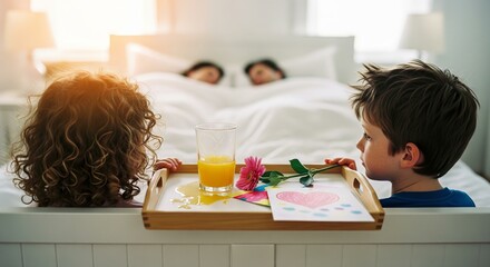 A mother smiling proudly as she pushes her delighted daughter high into the blue sky on a playground swing.