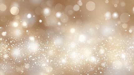 Obraz premium Elegant beige background with glowing white bokeh light particles