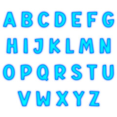blue Glowing alphabet