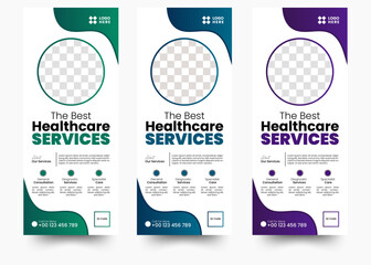 new modern abstract medical clinic roll up banner, creative minimal x banner stand for commercial and Multipurpose Use professional design, Professional health care and medical roll up design. 