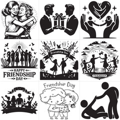 Vector illustration set of a couple, men, and women with cartoon and sketch art styles