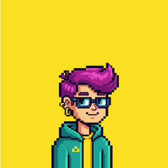 Pixelated Boy icon logo flat vector design