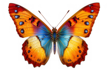 Vibrant orange butterfly with blue markings insect wings