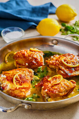 baked chicken thighs in a garlic lemon butter sauce