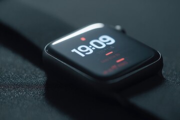 Obraz premium close-up of smartwatch showing burned calories after cardio session wristband and gym mat blurred
