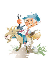 Illustration for the fairy tale by Hans Christian Andersen: Clumsy-Hans or Jack the Dullard