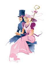 Illustration for the fairy tale by Hans Christian Andersen: The Shepherdess and the Chimney Sweep