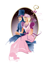 Illustration for the fairy tale by Hans Christian Andersen: The Shepherdess and the Chimney Sweep