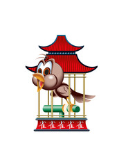 Illustration for the fairy tale by Hans Christian Andersen: The Nightingale