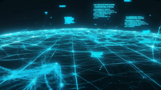 A glowing neural network animation scanning through digital interface lines. Perfect for AI, biotech, and cyber visuals. Loop-ready.