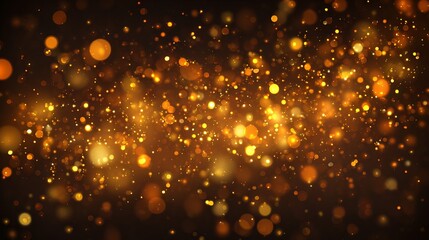 Golden glitter bokeh light dust with sparkling festive christmas particles background