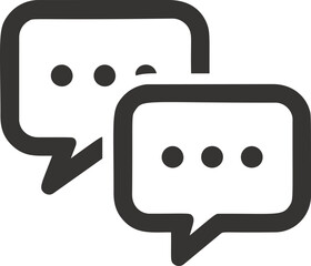 Black chat bubbles icon representing communication and conversation