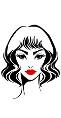 a woman with red lips and short hair