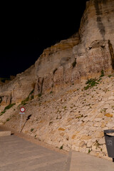 Cliffside view in Zamora near Castilla y Leon at night with clear sky and urban features