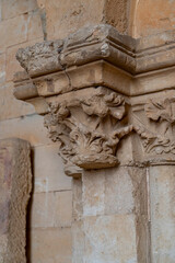 Historical architecture details of Colegiata de Santa Maria la Mayor de Toro in Zamora, Castilla y Leon