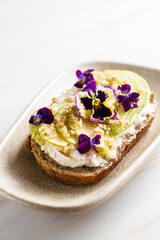 bruschetta with cottage cheese, pear, walnut and honey
