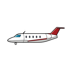 private jet in side profile   clean vector on whit