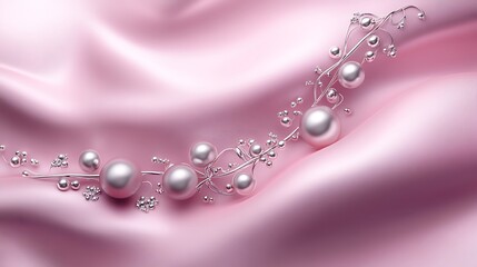 Elegant pink silk draped with silver pearls