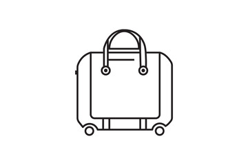 Vector illustration of a shopping bag icon alongside a travel suitcase, symbolizing business and vacation baggage design